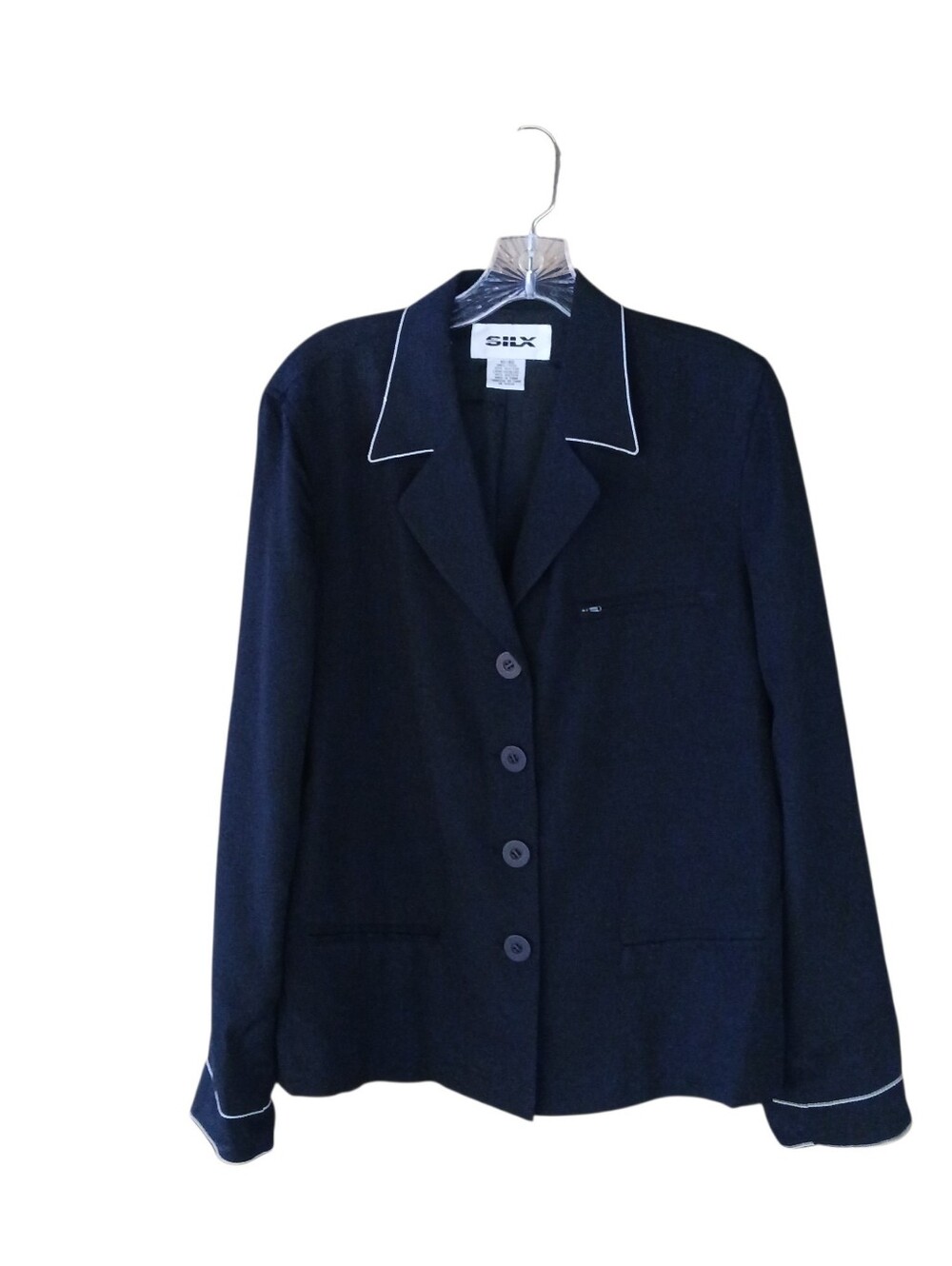 SILX Vintage Black Silk Knit Blazer Size 10